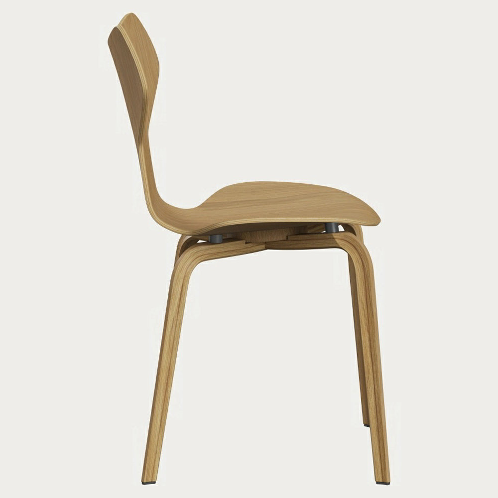 Grand Prix Unupholstered Chair - Natural Veneer, Wooden Base