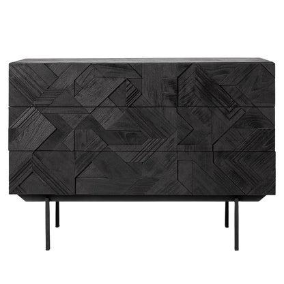 Graphic Chest of 3 Drawers - Varnished Teak