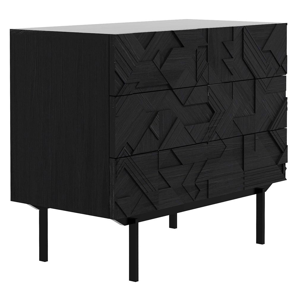 Graphic Chest of 3 Drawers - Varnished Teak