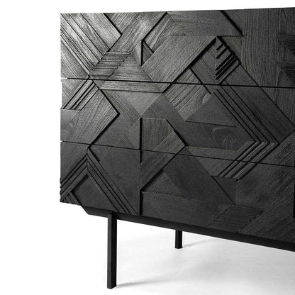 Graphic Chest of 3 Drawers - Varnished Teak