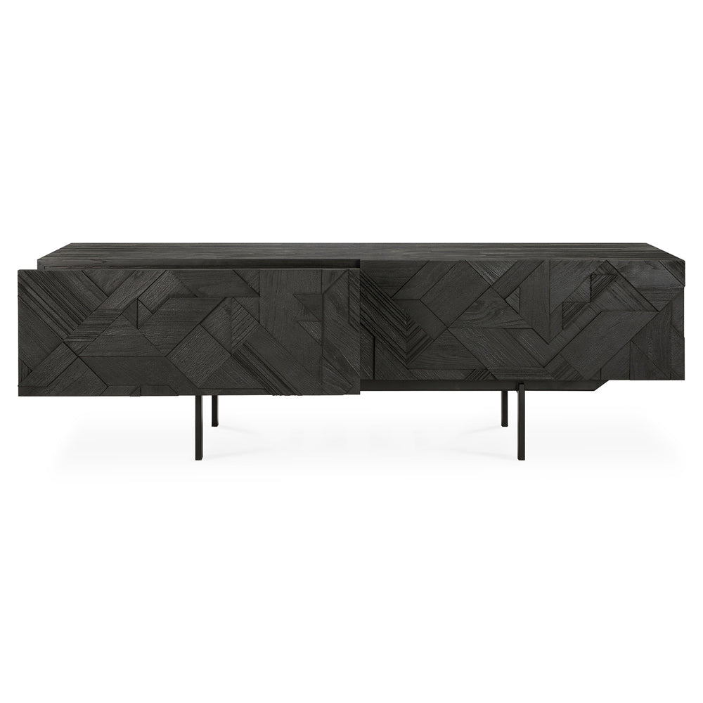 Graphic TV Cupboard - Black Teak, 1 Drawer