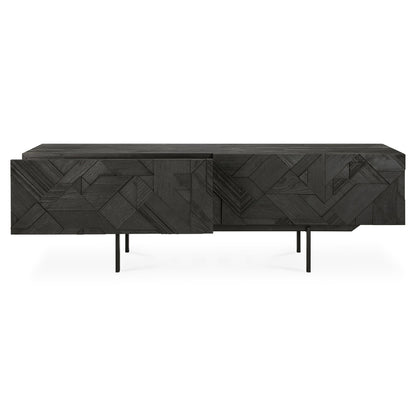 Graphic TV Cupboard - Black Teak, 1 Drawer