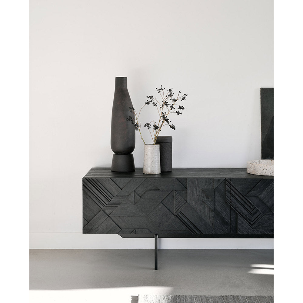 Graphic TV Cupboard - Black Teak, 1 Drawer