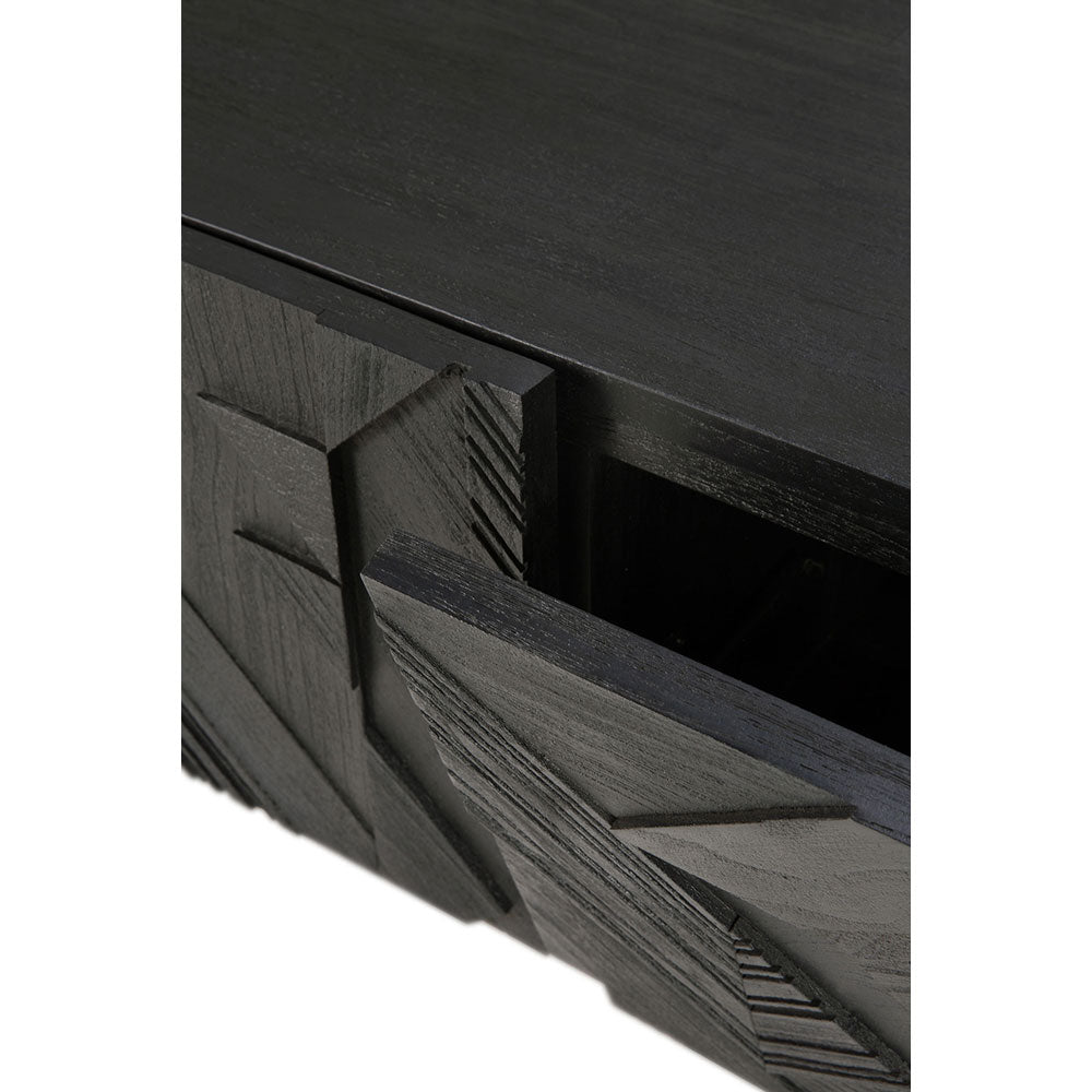 Graphic TV Cupboard - Black Teak, 2 Drawers