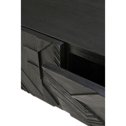 Graphic TV Cupboard - Black Teak, 2 Drawers