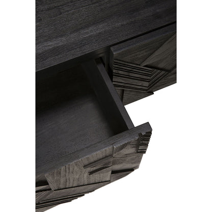 Graphic TV Cupboard - Black Teak, 2 Drawers