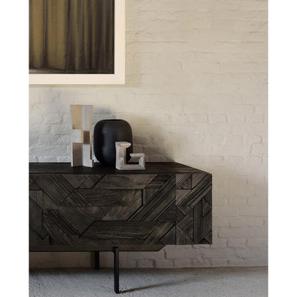 Graphic TV Cupboard - Black Teak, 2 Drawers