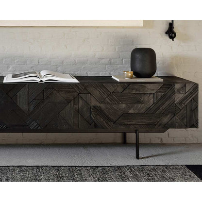 Graphic TV Cupboard - Black Teak, 2 Drawers