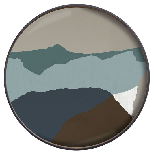 Graphite Wabi Sabi Glass Tray - Round, Extra Large