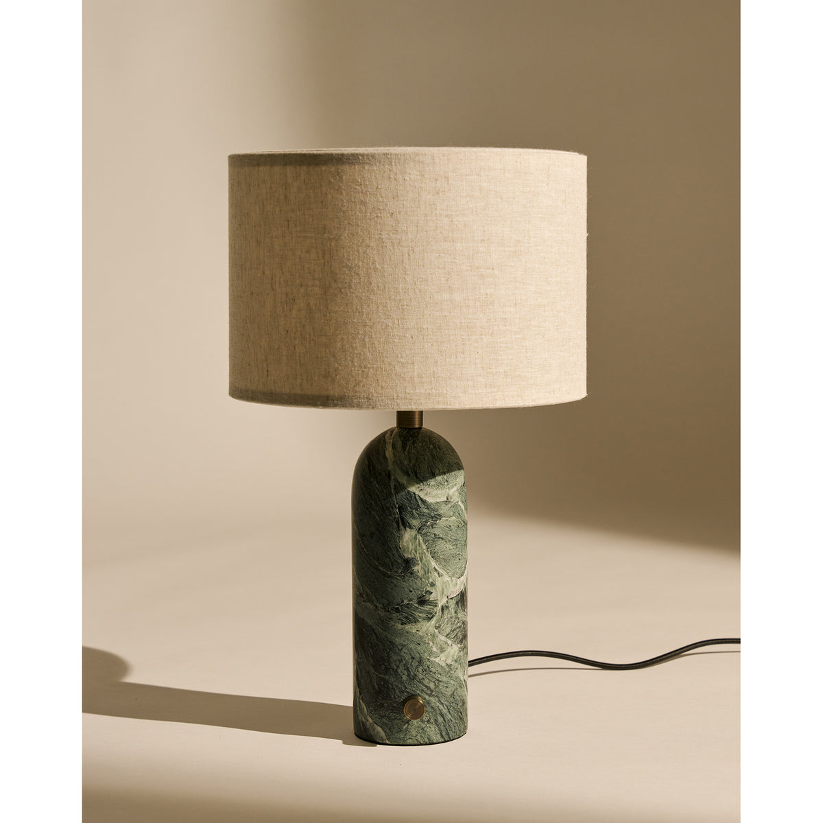 Gravity Table Lamp - Emerald Marble, White Shade