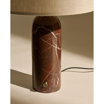 Gravity Table Lamp - Maroon Marble, Canvas Shade