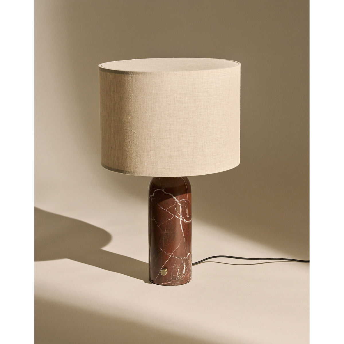 Gravity Table Lamp - Maroon Marble, Canvas Shade