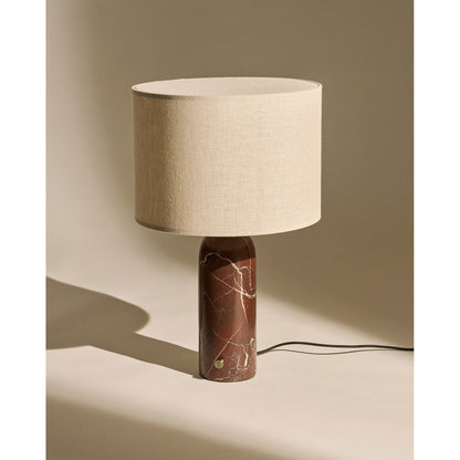 Gravity Table Lamp - Maroon Marble, Canvas Shade
