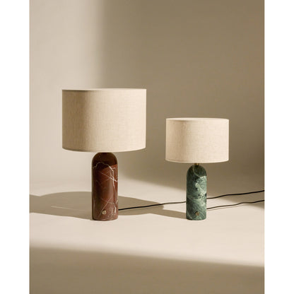 Gravity Table Lamp - Maroon Marble, Canvas Shade