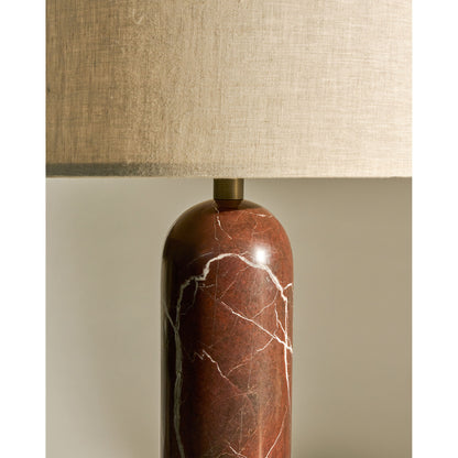 Gravity Table Lamp - Maroon Marble, Canvas Shade
