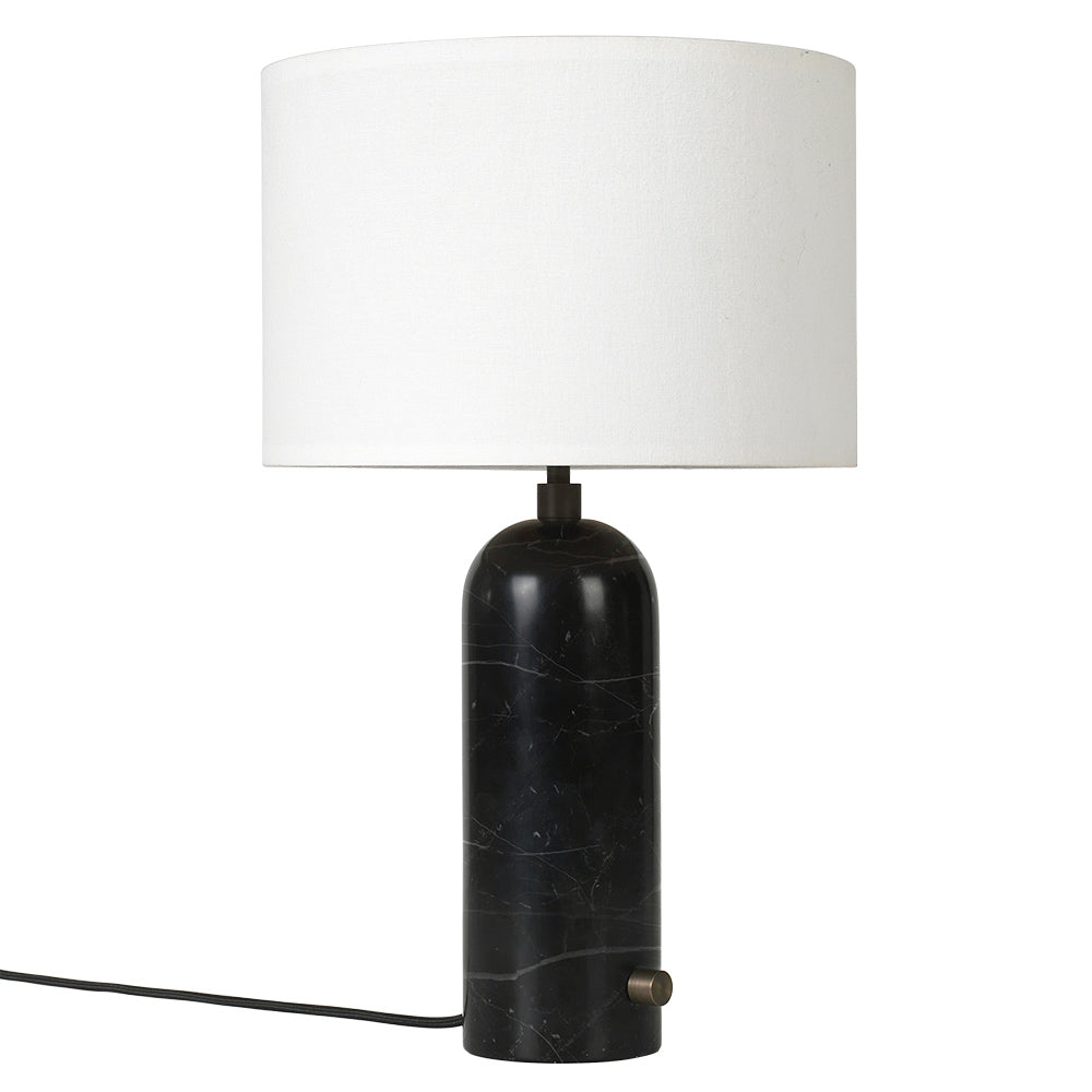 Gravity Table Lamp - Black Marble, White Shade