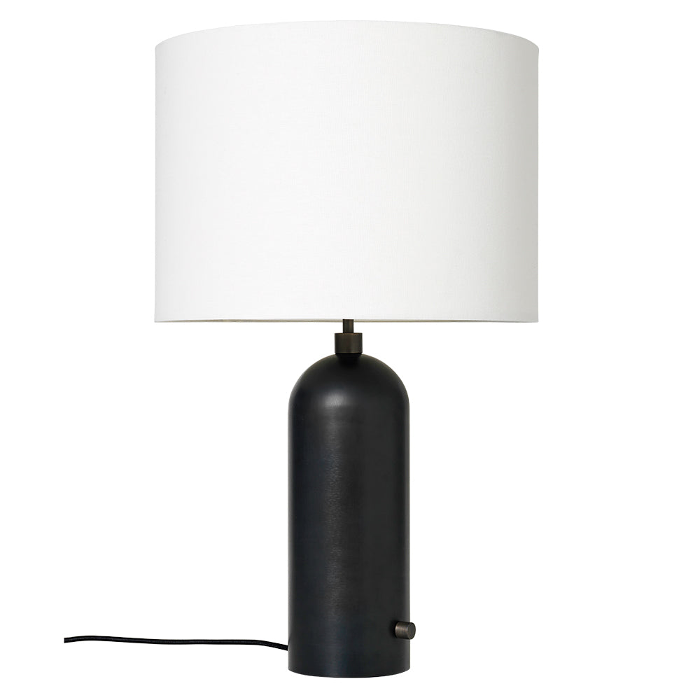 Gravity Table Lamp - Blackened Steel, White Shade