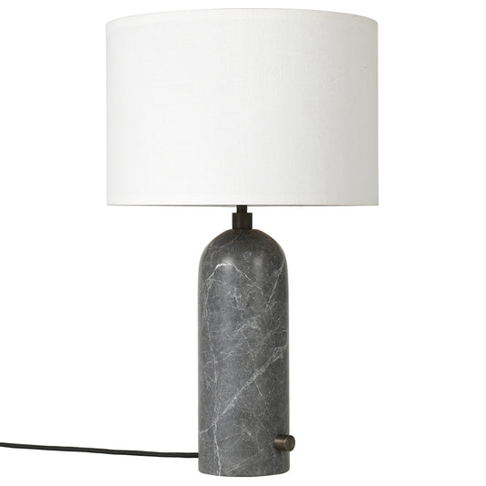 Gravity Table Lamp - Gray Marble, White Shade