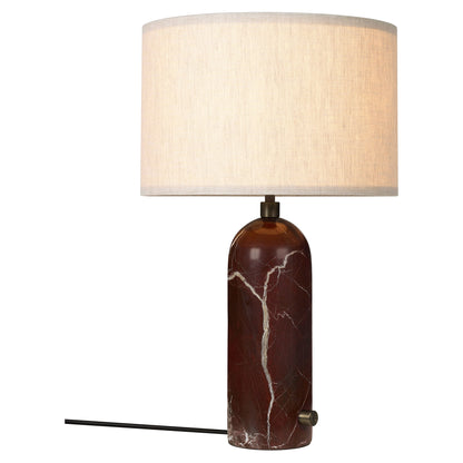 Gravity Table Lamp - Maroon Marble, Canvas Shade