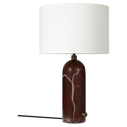 Gravity Table Lamp - Maroon Marble, White Shade