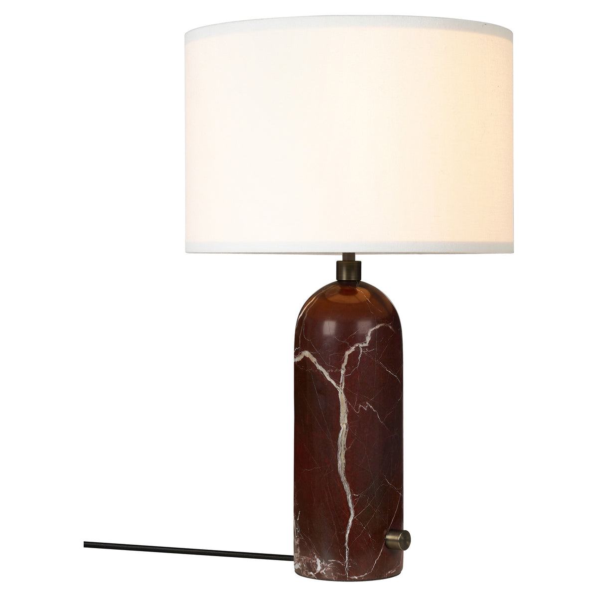 Gravity Table Lamp - Maroon Marble, White Shade