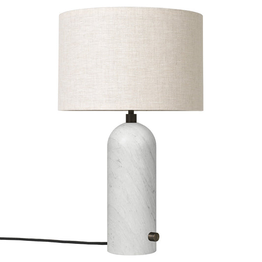Gravity Table Lamp - White Marble, Canvas Shade