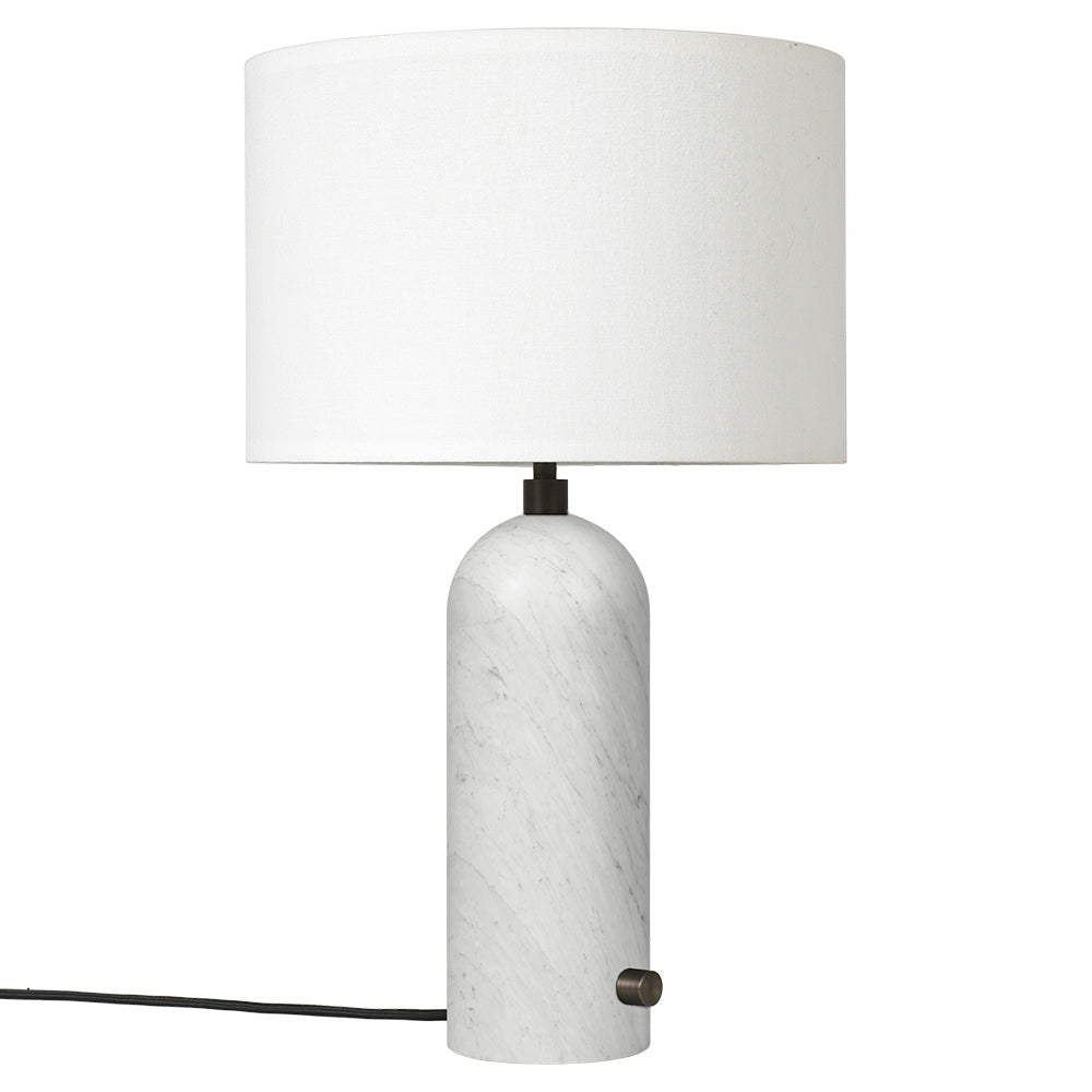 Gravity Table Lamp - White Marble, White Shade