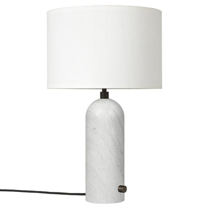 Gravity Table Lamp - White Marble, White Shade