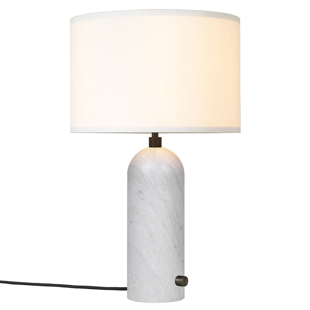 Gravity Table Lamp - White Marble, White Shade
