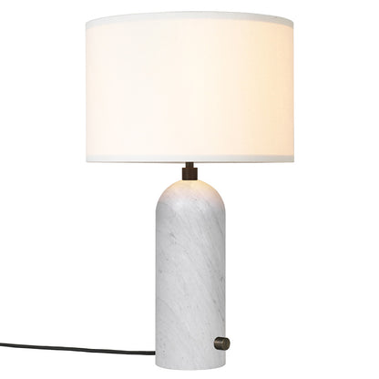 Gravity Table Lamp - White Marble, White Shade