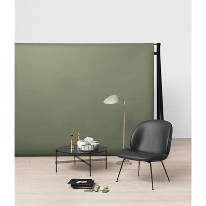 Beetle Fully Upholstered Lounge Chair - Black Leather, Black Conic Base