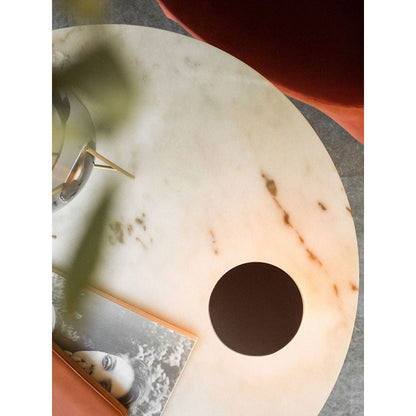 Harbour Column Round Bar Counter Table - Estremoz Marble, Round Base