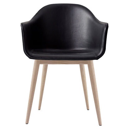 Harbour Dining Chair - Dakar Black Leather, Natural Oak Base