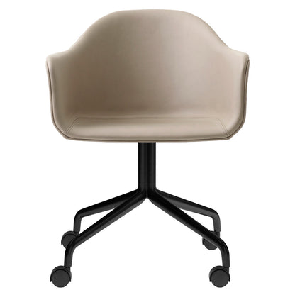 Harbour Upholstered Dining Chair - Black Aluminum Star Base With Casters