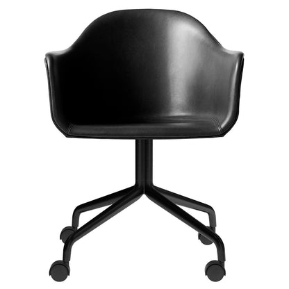 Harbour Upholstered Dining Chair - Black Aluminum Star Base With Casters