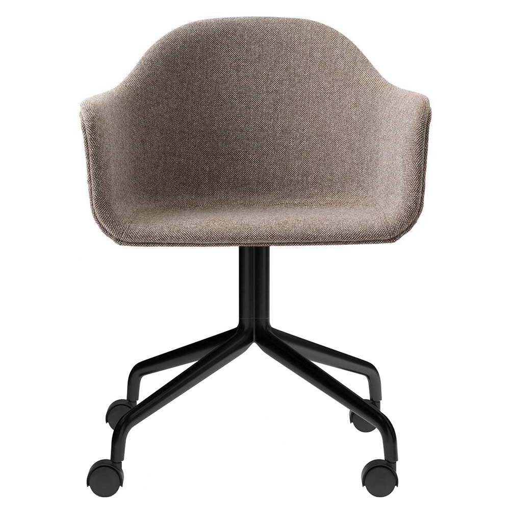 Harbour Upholstered Dining Chair - Black Aluminum Star Base With Casters