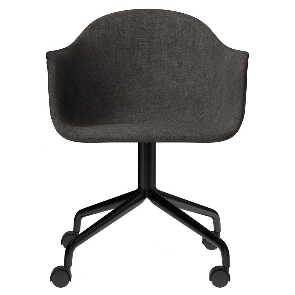 Harbour Upholstered Dining Chair - Black Aluminum Star Base With Casters