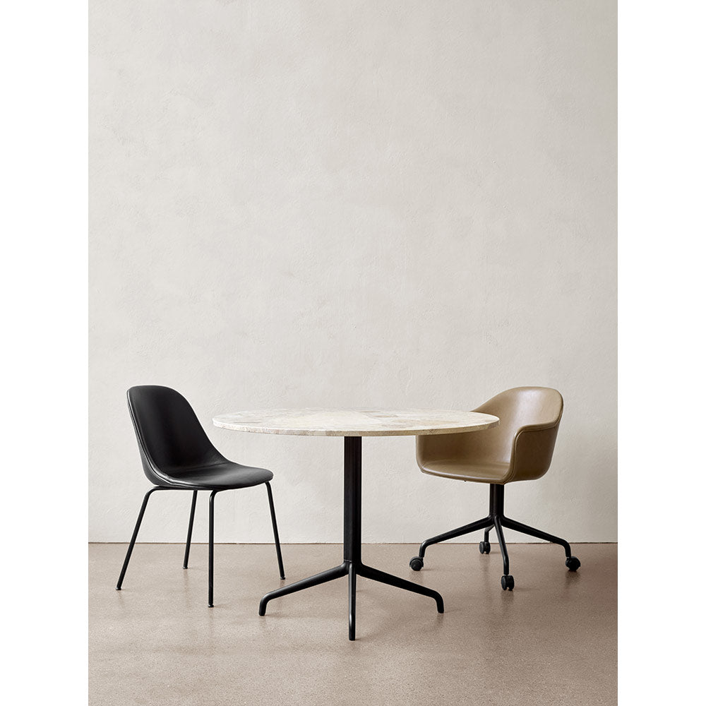 Harbour Upholstered Dining Chair - Black Aluminum Star Base With Casters
