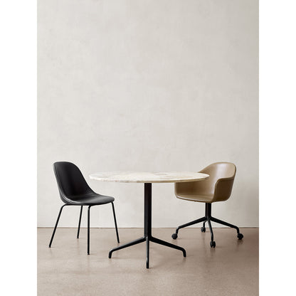 Harbour Upholstered Dining Chair - Black Aluminum Star Base With Casters