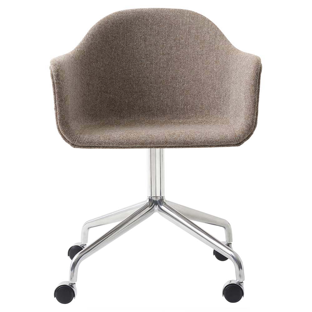 Harbour Upholstered Dining Chair - Polished Aluminum Star Base With Casters
