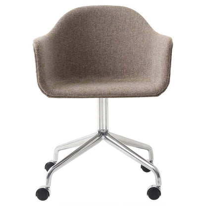 Harbour Upholstered Dining Chair - Polished Aluminum Star Base With Casters