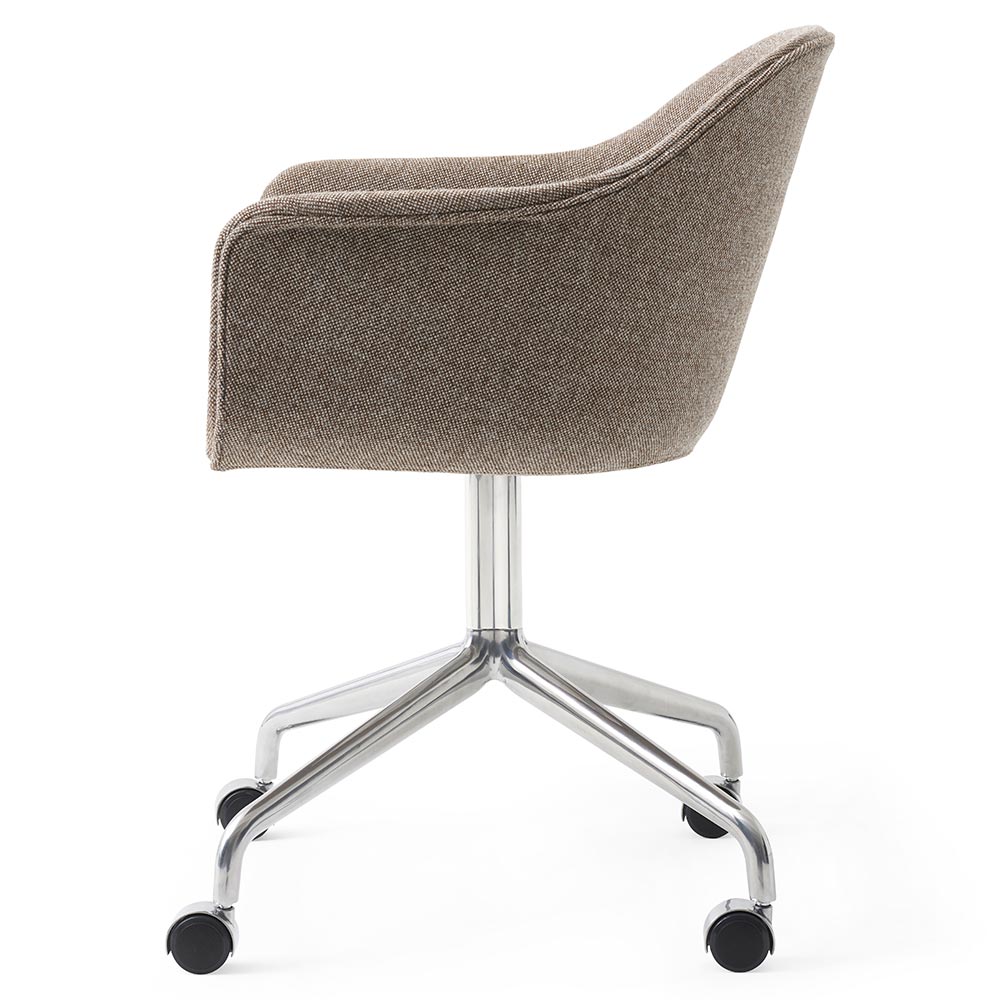 Harbour Upholstered Dining Chair - Polished Aluminum Star Base With Casters