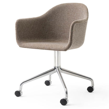 Harbour Upholstered Dining Chair - Polished Aluminum Star Base With Casters