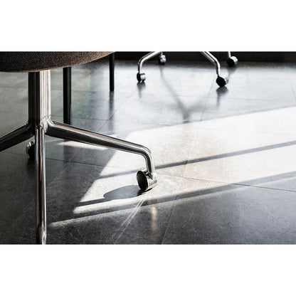 Harbour Upholstered Dining Chair - Polished Aluminum Star Base With Casters