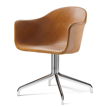 Harbour Upholstered Dining Chair - Polished Aluminum Swivel Star Base