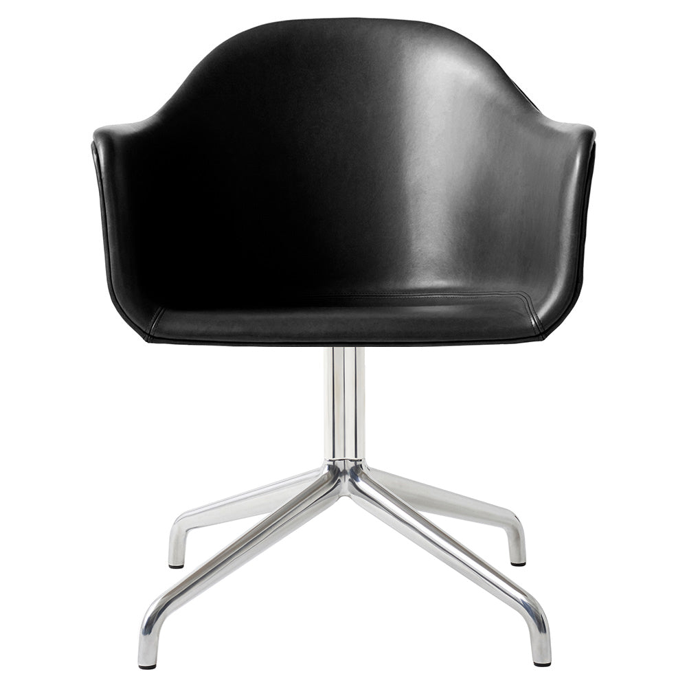 Harbour Upholstered Dining Chair - Polished Aluminum Swivel Star Base