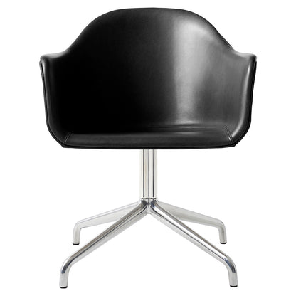 Harbour Upholstered Dining Chair - Polished Aluminum Swivel Star Base