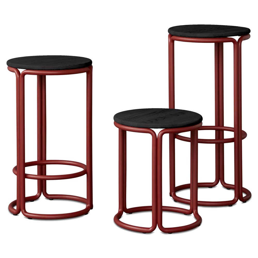 Hardie Stool - Black Ash, Basque Red Frame