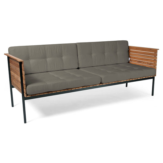 Haringe Outdoor Lounge Sofa - Nature Gray Cushions, Black Frame