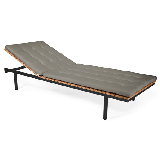 Haringe Outdoor Sun Lounger - Nature Gray Cushions, Black Frame